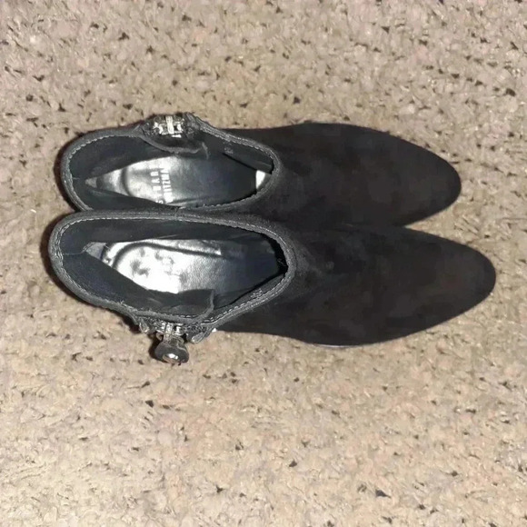 STUART WEITZMAN-Zipzipzip-Black Suede Leather Ankle Boots-Size 7.5-Excellent - Picture 6 of 7